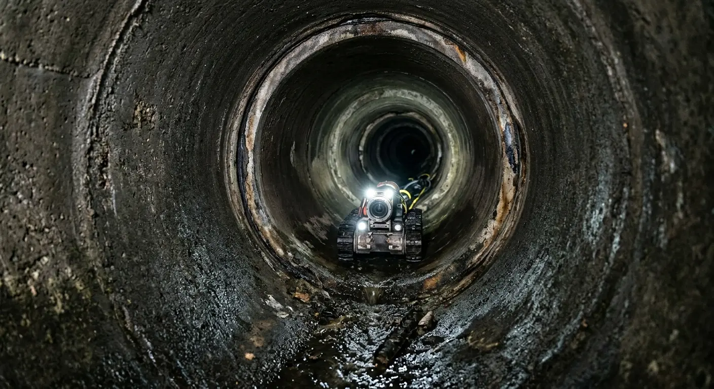 Robotic sewer camera inspecting pipe interior for Drain Snake Service in Grapevine
